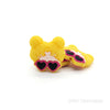 Yellow Little Girl with Heart Shape Sunglasses Silicone Focal Beads