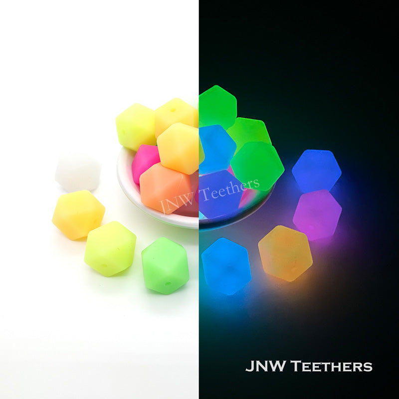 Glow in Dark 17mm Silicone Hexagon Beads