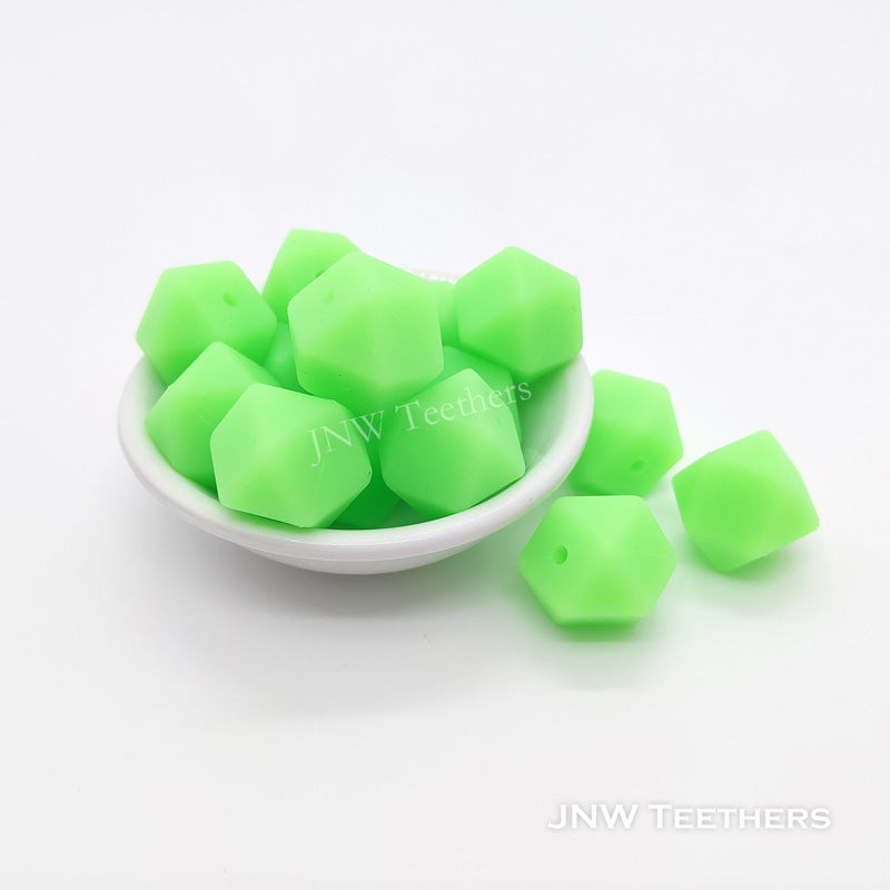 Glow in dark silicone hexagon beads green