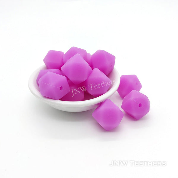 Glow in dark silicone hexagon beads purple
