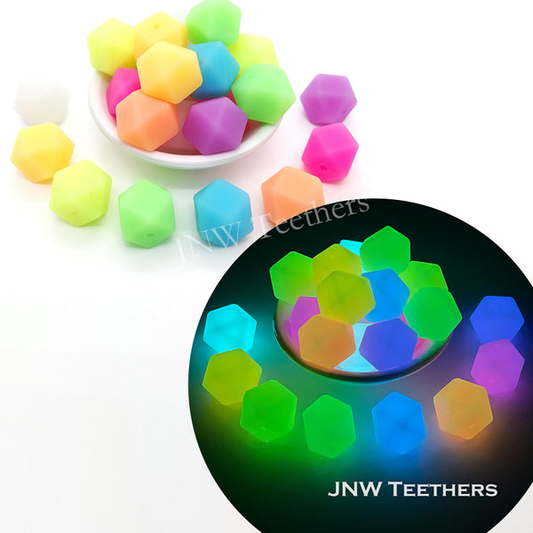 Glow in Dark 14mm Silicone Hexagon Beads