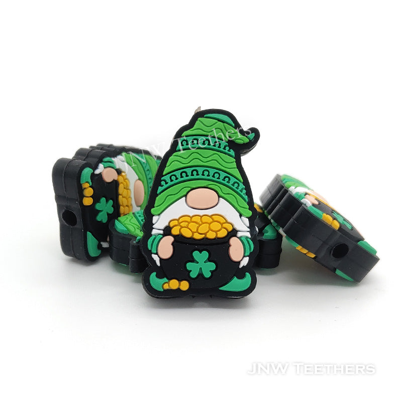 Gold coin gnome silicone focal beads
