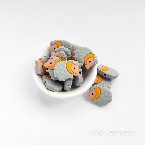 Sheep silicone focal beads gray