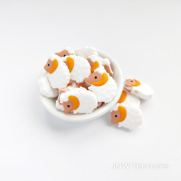 Sheep silicone focal beads white