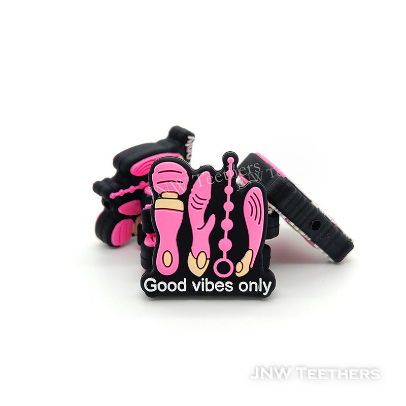 Pink Good Vibes Only Silicone Focal Beads