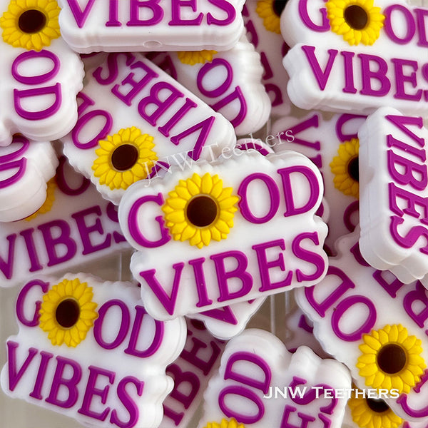 Purple Good Vibes Silicone Focal Beads