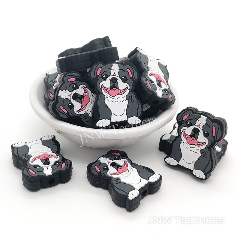 Gray bulldog silicone focal beads