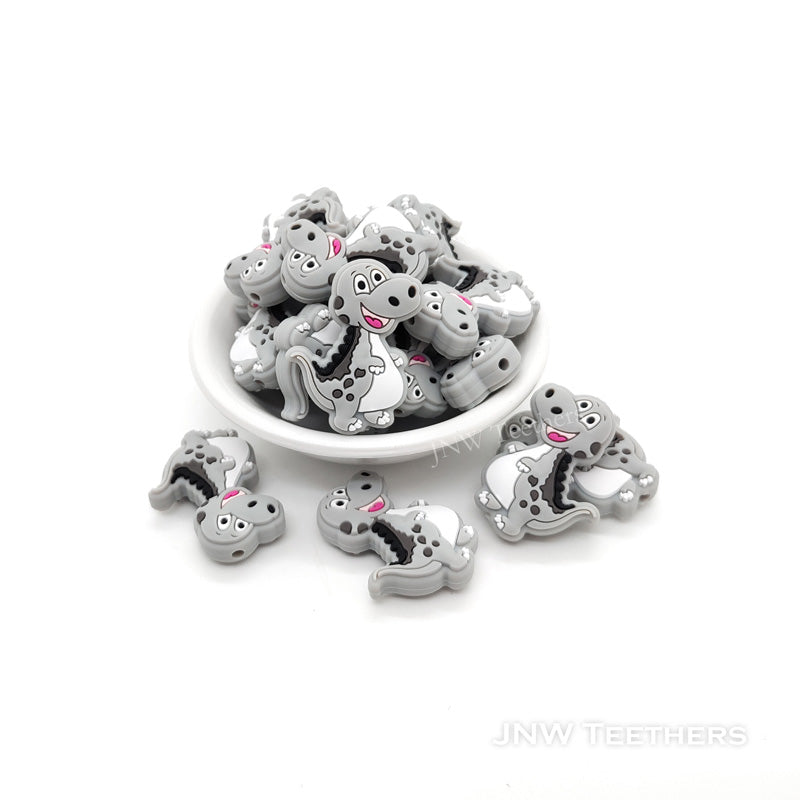 gray dino silicone beads