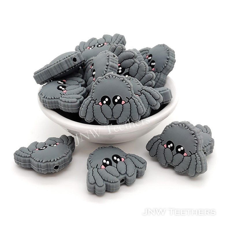 Gray spider silicone focal beads