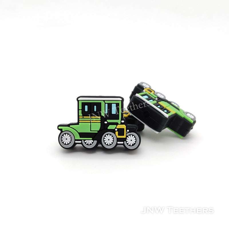 Green Off-road Vehicles Silicone Focal Beads