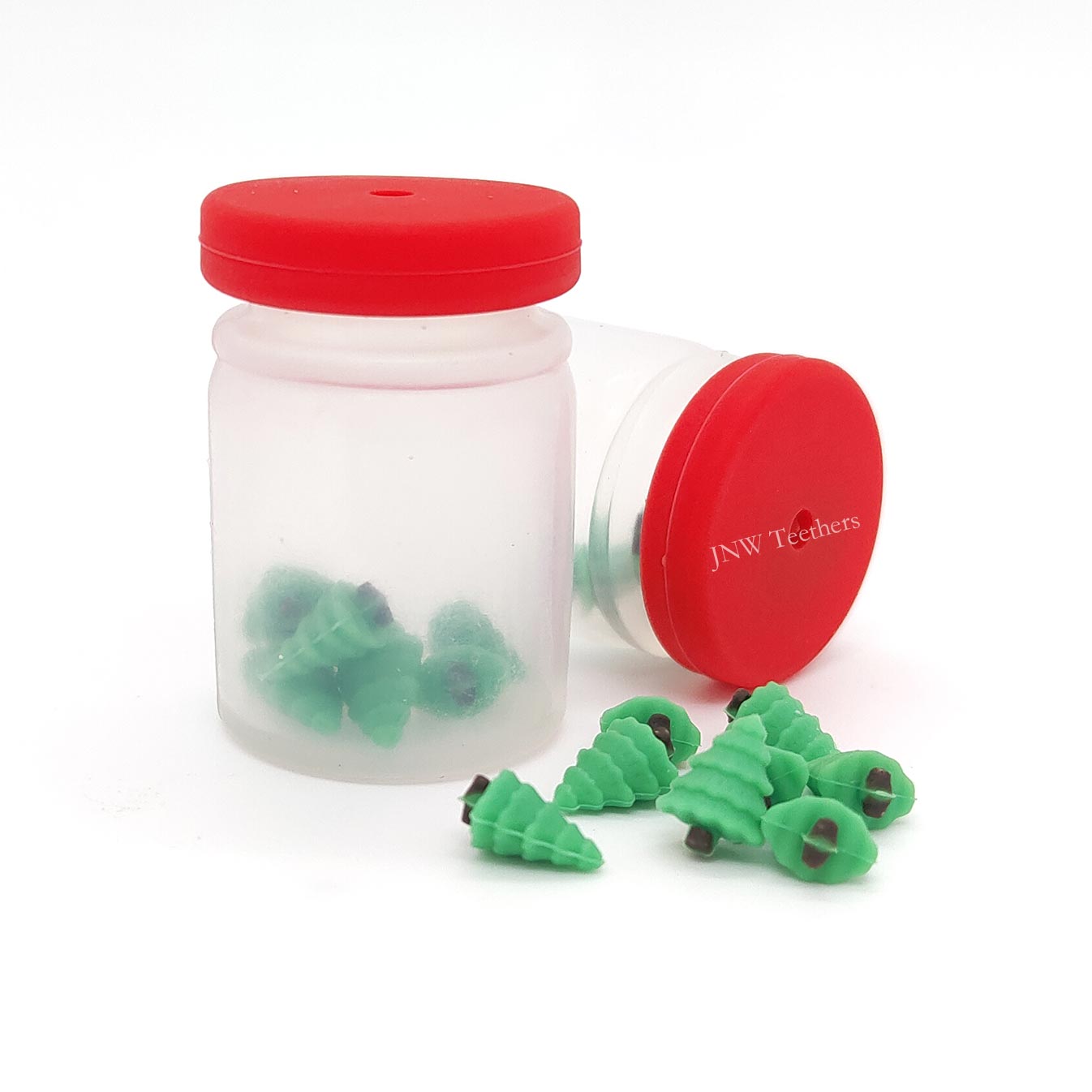 3D Green trees Silicone Focal Beads
