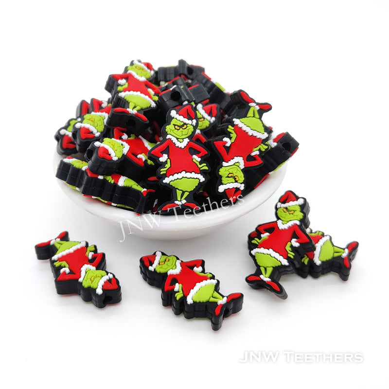 Christmas Grinch Red Santa outfit silicone focal beads