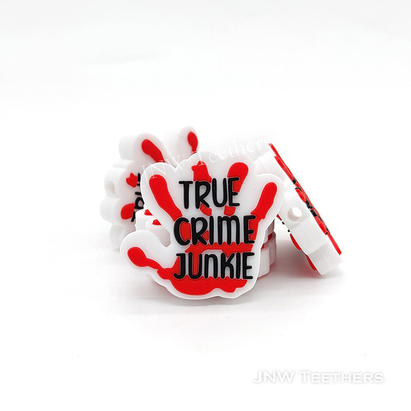 True Crime Junkie Hand Print Silicone Focal Beads