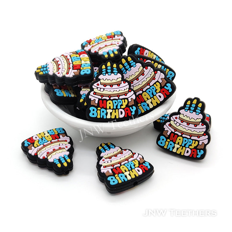 Birthday cake silicone focal beads