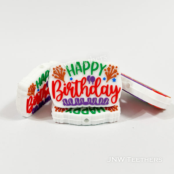 Happy birthday silicone focal beads