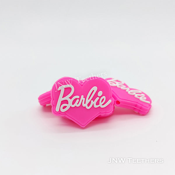 Pink Letter Bar lie Silicone Focal Beads