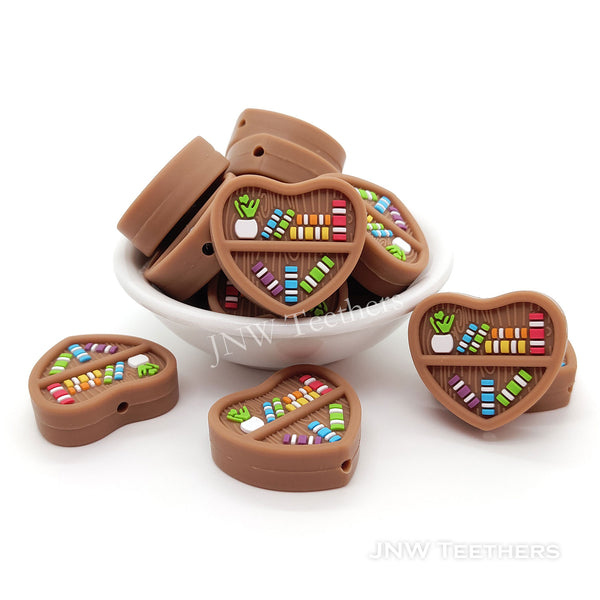Heart shape bookcase silicone focal beads