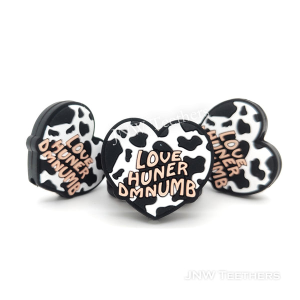 Love Heart Silicone Focal Beads white 