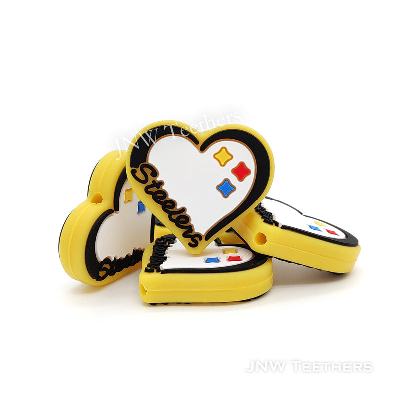 Steelers Football Teams Heart Shape silicone focal beads