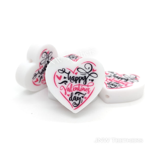 Heart Shaped Happy Valentine's Day silicone focal beads