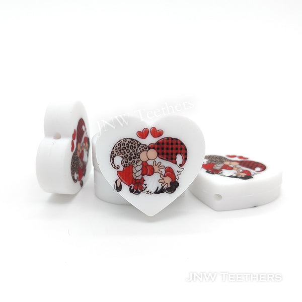 Heart Shaped Gnome Lover silicone focal beads