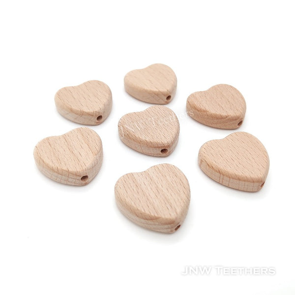 Heart shape beech wood beads wholesale