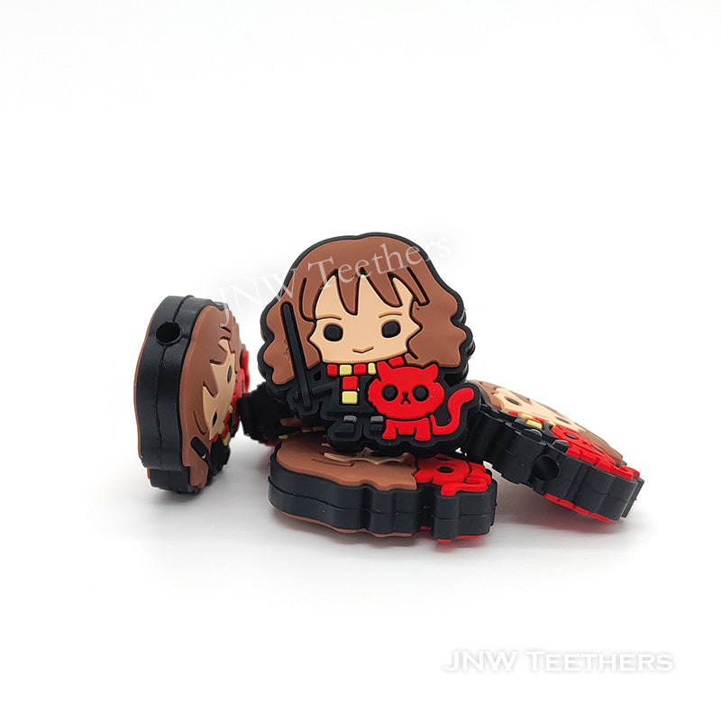 Hermione with cat silicone focal beads