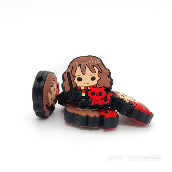Hermione with cat silicone focal beads
