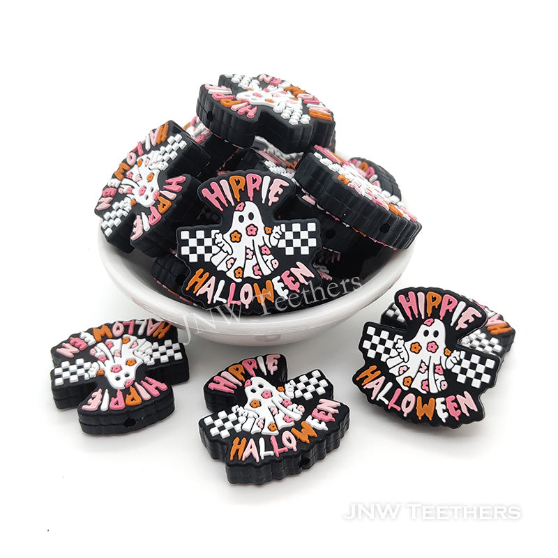 Hippie Halloween ghost silicone focal beads