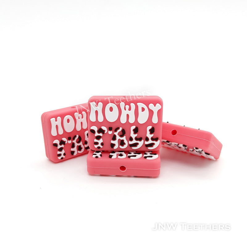Pink Howdy Y'all silicone focal beads