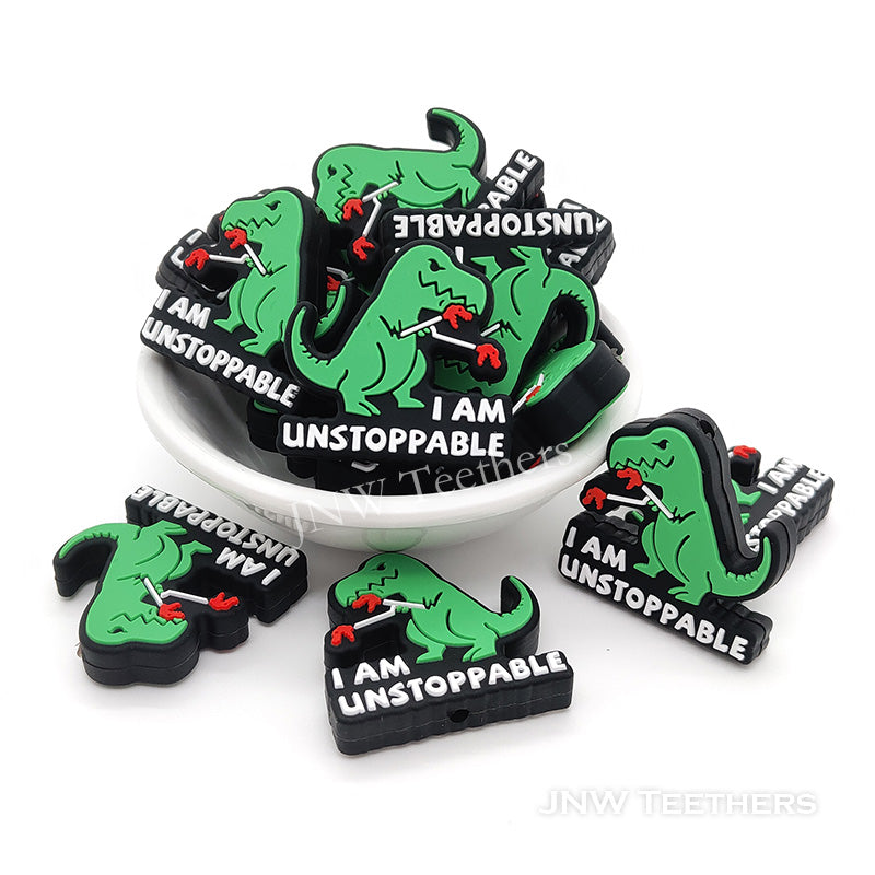 I am unstoppable dino silicone focal beads