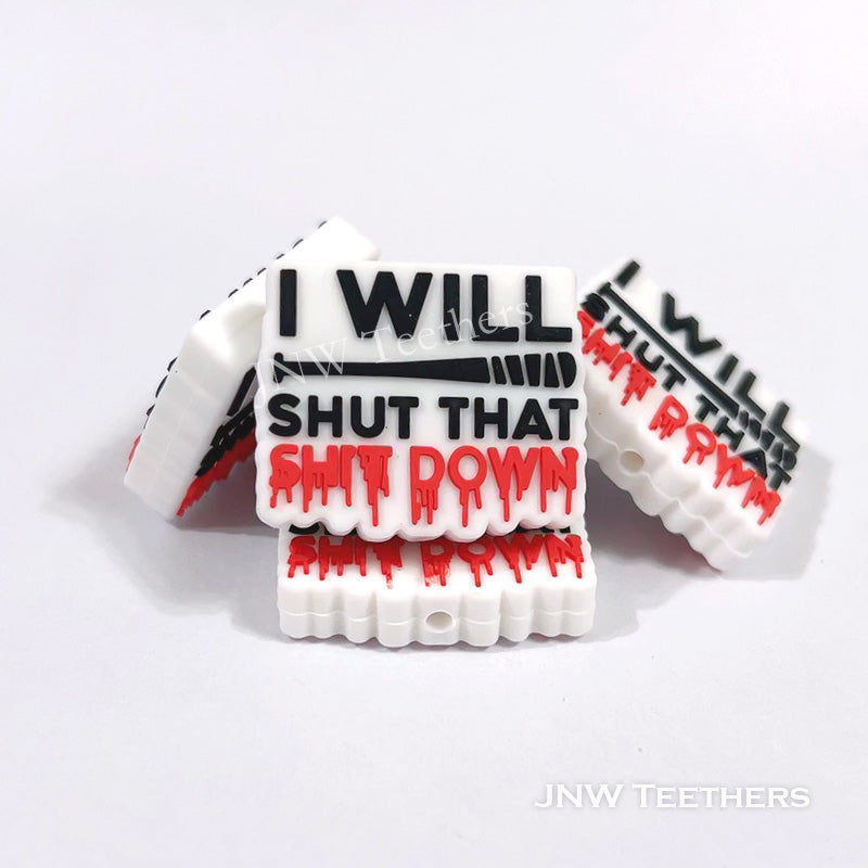 I will shut that shit down baseball bat silicone focal beads