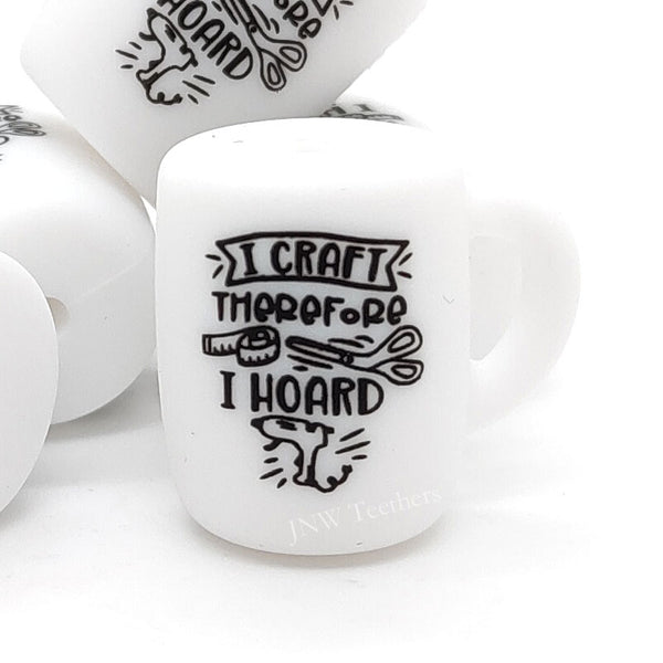 I craft therefore I hoard printed coffee mug silicone beads wholesale
