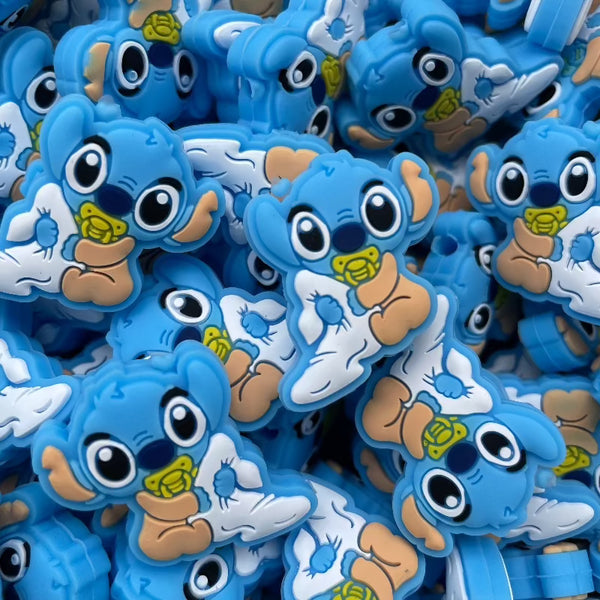 Blue Baby Alien Silicone Focal Beads