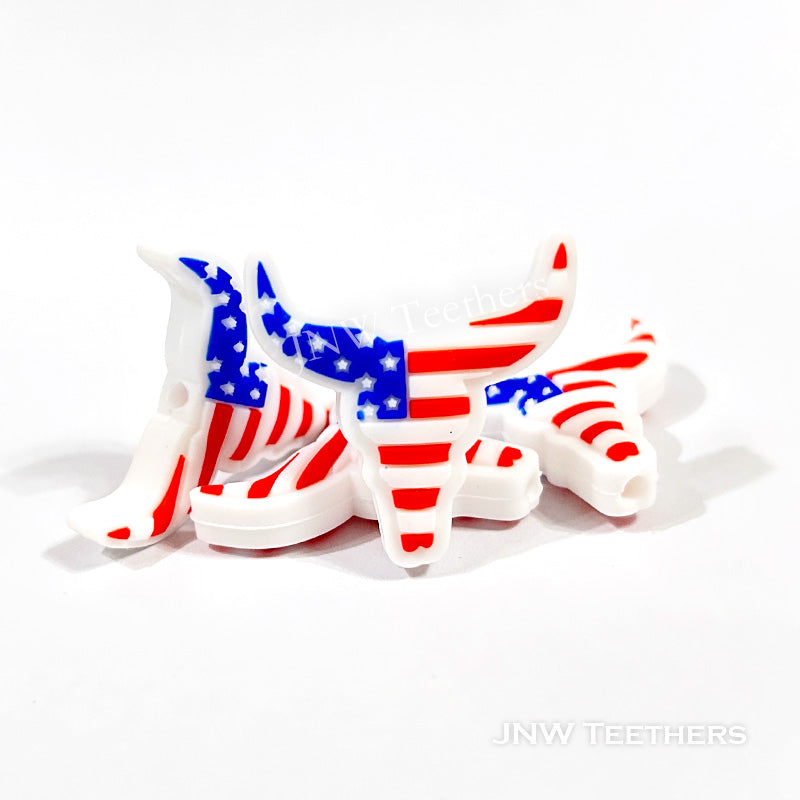 Independence Day cow head silicone focal beads
