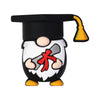 Silicone focal beads - graduation gnome  wearing a black graduation cap and holding a diploma with a red bow