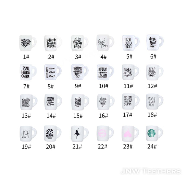 JNWTeethers Printed Coffee Mug Silicone Beads wholesale
