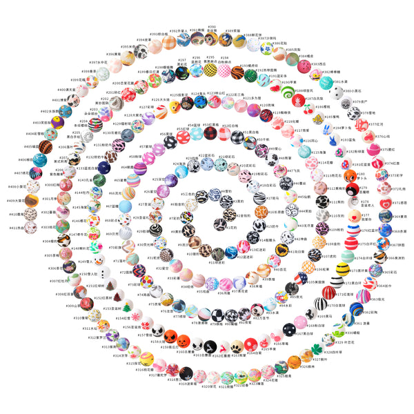 Silicone printed beads 411 colors JNWTeethers