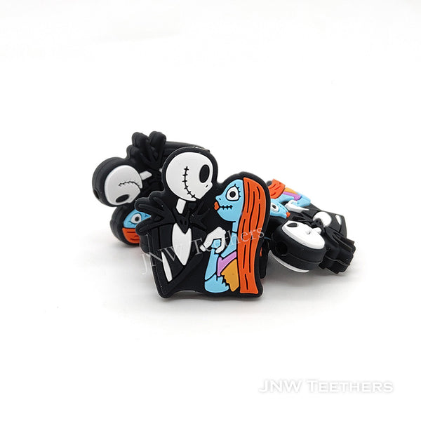 Couple Skull Jack and Sally Silicone Focal Beads