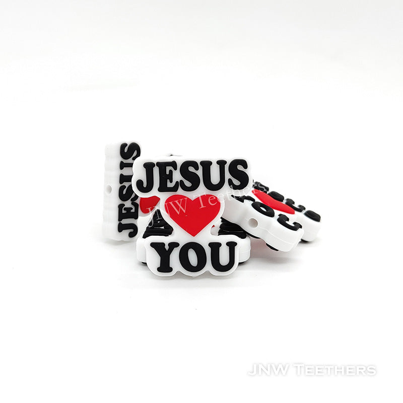 Jesus Loves You Silicone Focal Beads