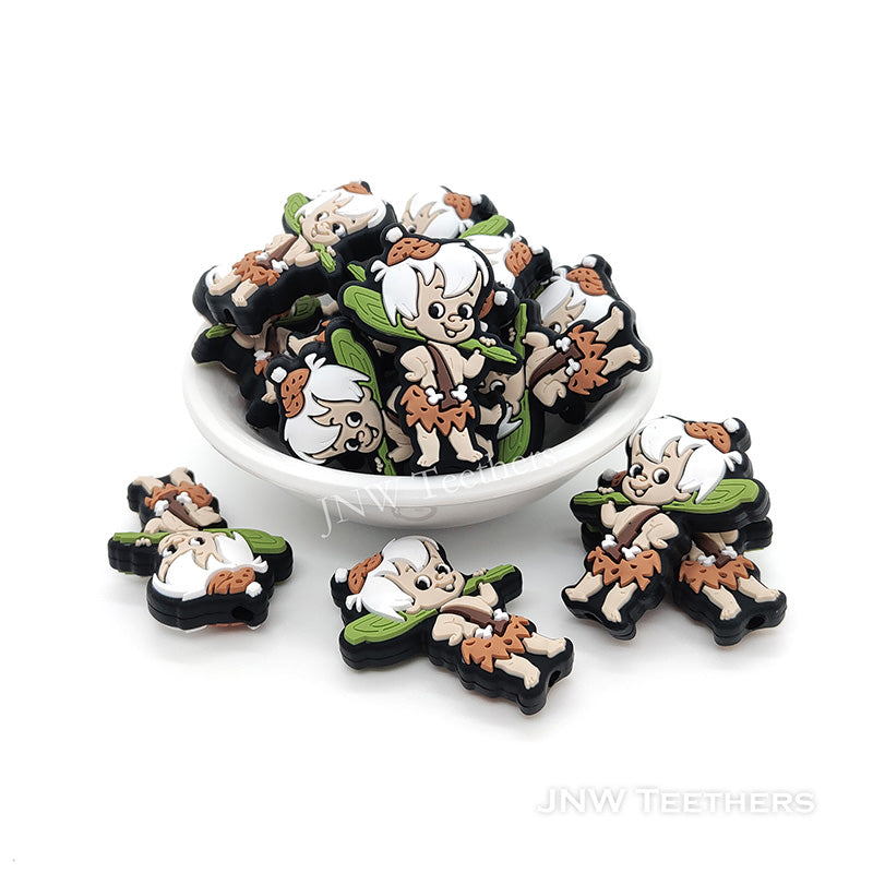 White Hair Boy Rubble Silicone Focal Beads