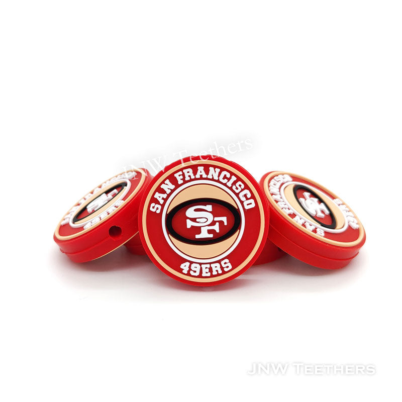 SF 49ERS Football Teams Red silicone focal beads