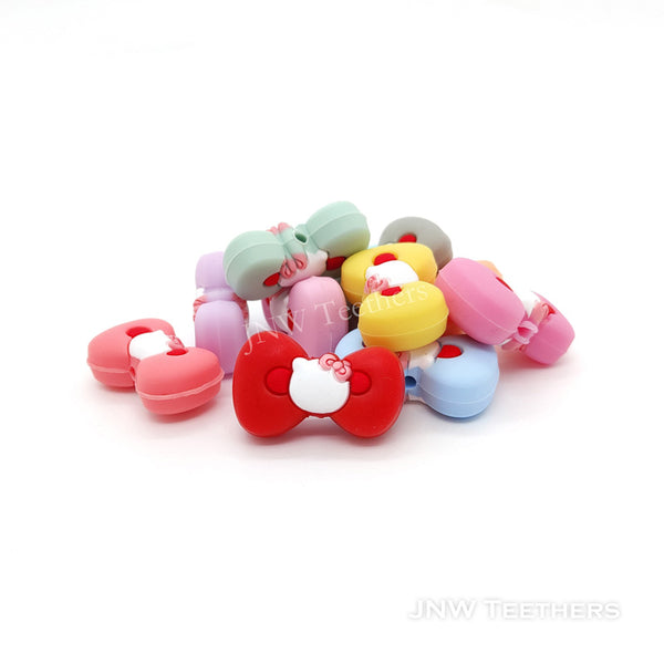 Kitty Bowknot Silicone Focal Beads