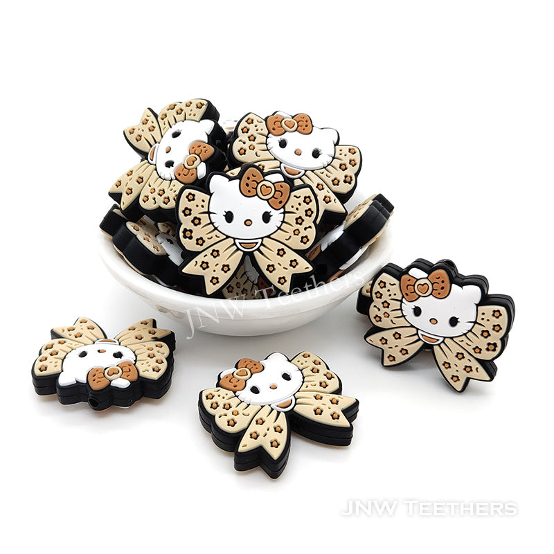 Kitty bow-knot silicone focal beads