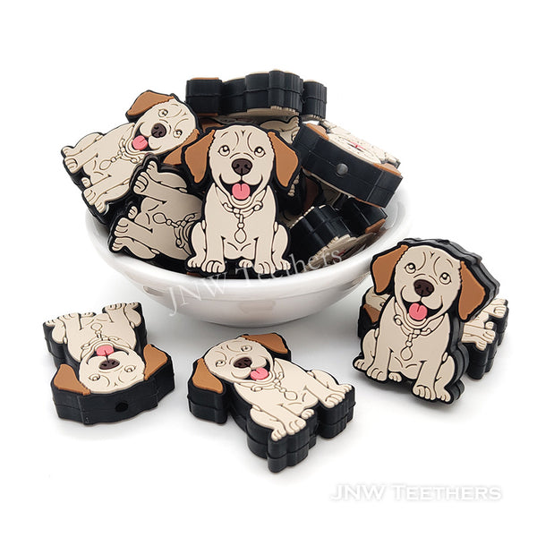 Beige labrador dog silicone focal beads