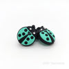 Mint Ladybug Silicone Focal Beads