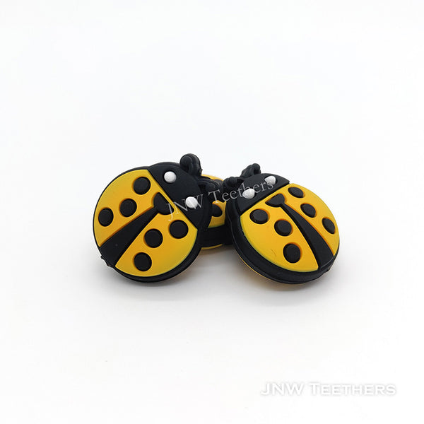 Yellow Ladybug Silicone Focal Beads