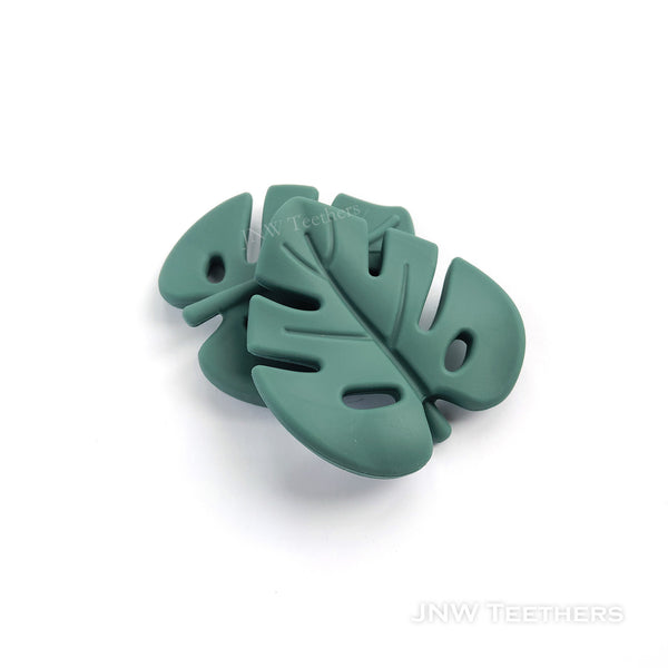 Leaf silicone teethers dark green