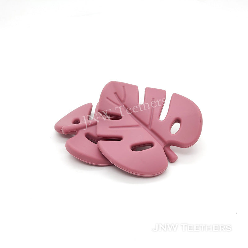 Leaf silicone teethers dusty rose