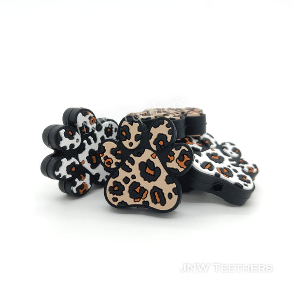 Leopard Printed Dog Paw silicone focal beads